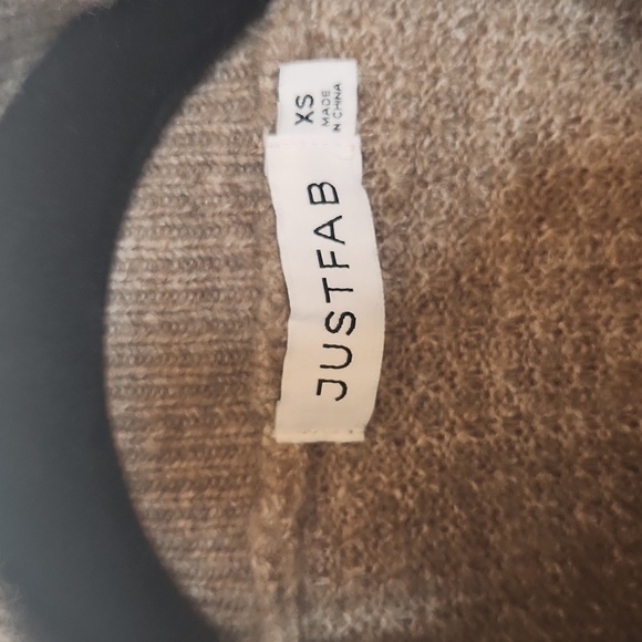 NWT JUSTFAB Women's Taupe/Tan Quarter Zip Sweater Midi Maxi Dress Size S - Picture 3 of 14